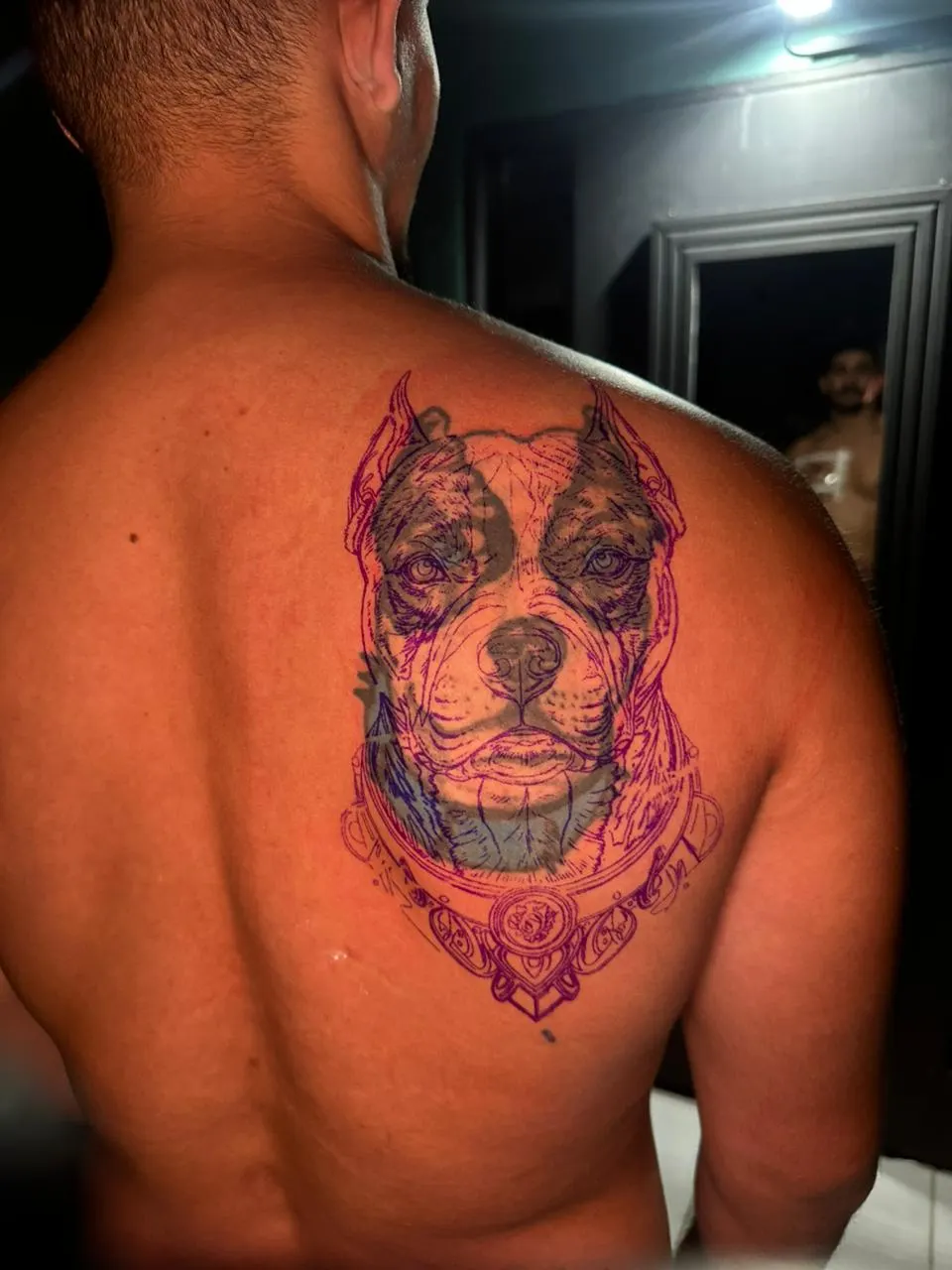Tatuagem de coruja em realismo nas costas feita no estúdio Caliaro Art em Cuiabá